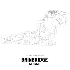 Bainbridge Georgia. US street map with black and white lines.