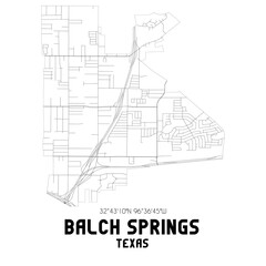 Fototapeta na wymiar Balch Springs Texas. US street map with black and white lines.