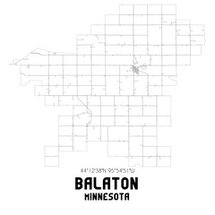 Balaton Minnesota. US street map with black and white lines.