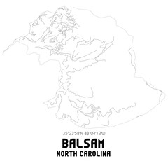 Balsam North Carolina. US street map with black and white lines.