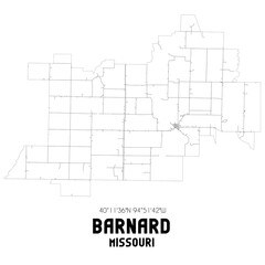 Barnard Missouri. US street map with black and white lines.