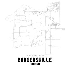 Bargersville Indiana. US street map with black and white lines.