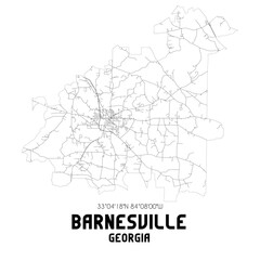 Barnesville Georgia. US street map with black and white lines.