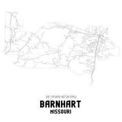 Barnhart Missouri. US street map with black and white lines.