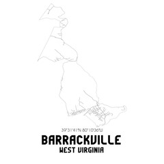 Barrackville West Virginia. US street map with black and white lines.