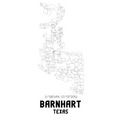 Barnhart Texas. US street map with black and white lines.