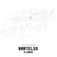 Bartelso Illinois. US street map with black and white lines.