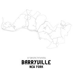 Barryville New York. US street map with black and white lines.