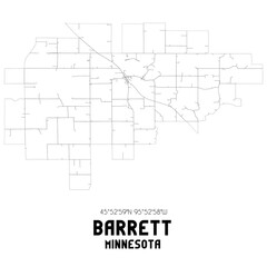 Barrett Minnesota. US street map with black and white lines.