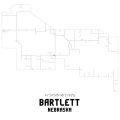 Bartlett Nebraska. US street map with black and white lines.