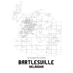 Bartlesville Oklahoma. US street map with black and white lines.