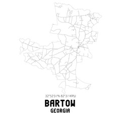 Bartow Georgia. US street map with black and white lines.