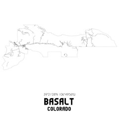 Basalt Colorado. US street map with black and white lines.