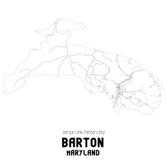 Barton Maryland. US street map with black and white lines.