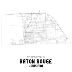 Baton Rouge Louisiana. US street map with black and white lines.