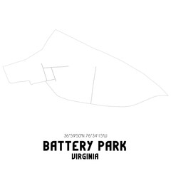 Battery Park Virginia. US street map with black and white lines.