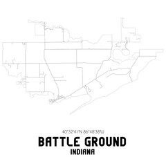 Battle Ground Indiana. US street map with black and white lines.