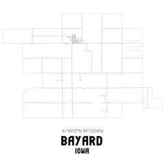 Bayard Iowa. US street map with black and white lines.