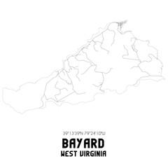 Bayard West Virginia. US street map with black and white lines.