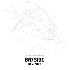 Bayside New York. US street map with black and white lines.