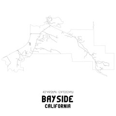 Bayside California. US street map with black and white lines.