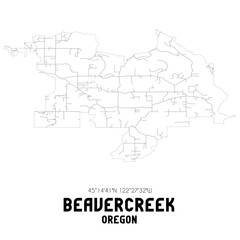 Beavercreek Oregon. US street map with black and white lines.
