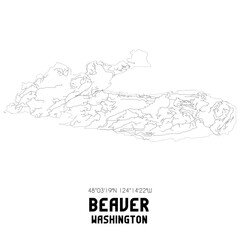 Beaver Washington. US street map with black and white lines.