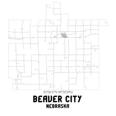 Beaver City Nebraska. US street map with black and white lines.