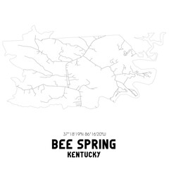 Bee Spring Kentucky. US street map with black and white lines.