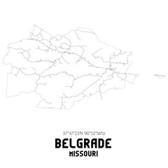 Fototapeta premium Belgrade Missouri. US street map with black and white lines.
