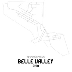 Belle Valley Ohio. US street map with black and white lines.
