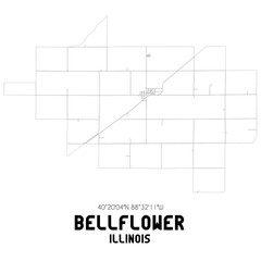 Bellflower Illinois. US street map with black and white lines.