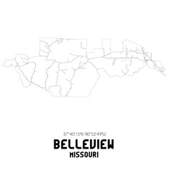 Belleview Missouri. US street map with black and white lines.
