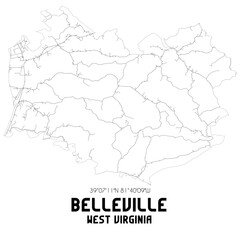Belleville West Virginia. US street map with black and white lines.