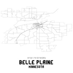 Belle Plaine Minnesota. US street map with black and white lines.
