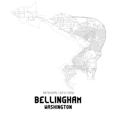Bellingham Washington. US street map with black and white lines.