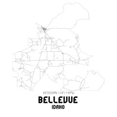 Bellevue Idaho. US street map with black and white lines.