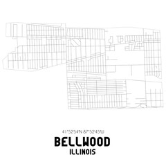 Bellwood Illinois. US street map with black and white lines.