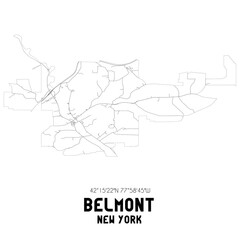 Belmont New York. US street map with black and white lines.
