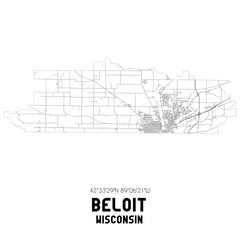 Beloit Wisconsin. US street map with black and white lines.