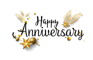Happy Anniversary lettering text banner. lettering anniversary with golden festive