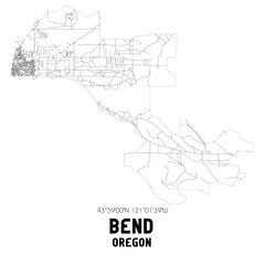 Bend Oregon. US street map with black and white lines.
