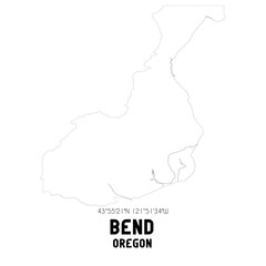 Bend Oregon. US street map with black and white lines.