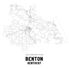 Benton Kentucky. US street map with black and white lines.