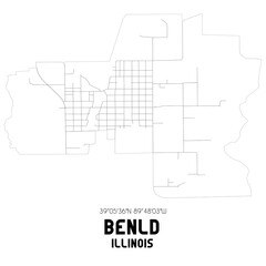 Benld Illinois. US street map with black and white lines.