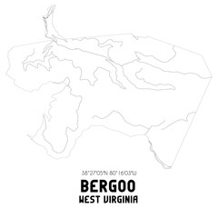 Bergoo West Virginia. US street map with black and white lines.