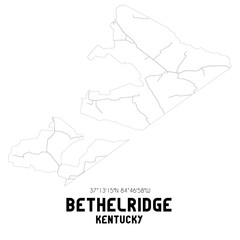 Bethelridge Kentucky. US street map with black and white lines.