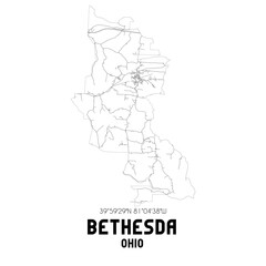 Bethesda Ohio. US street map with black and white lines.