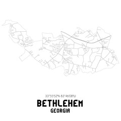 Bethlehem Georgia. US street map with black and white lines.