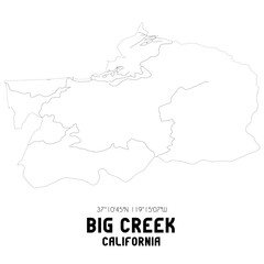 Big Creek California. US street map with black and white lines.